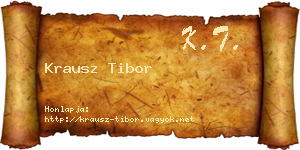 Krausz Tibor névjegykártya